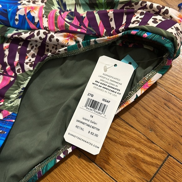 NWT sunsets unforgettable bottom bikini in island safari 14 cheeky swim - Picture 2 of 3